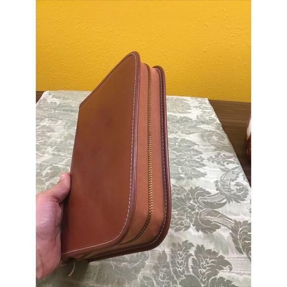 Mid Century Leather Travel Toiletry Case w/ Brush Comb Mirror Grooming Kit - Picture 4 of 9